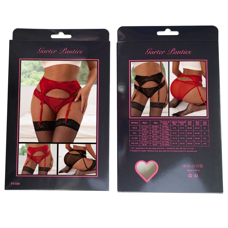 Кружевный набор Star Night трусики и пояс для чулок, черный вид 12