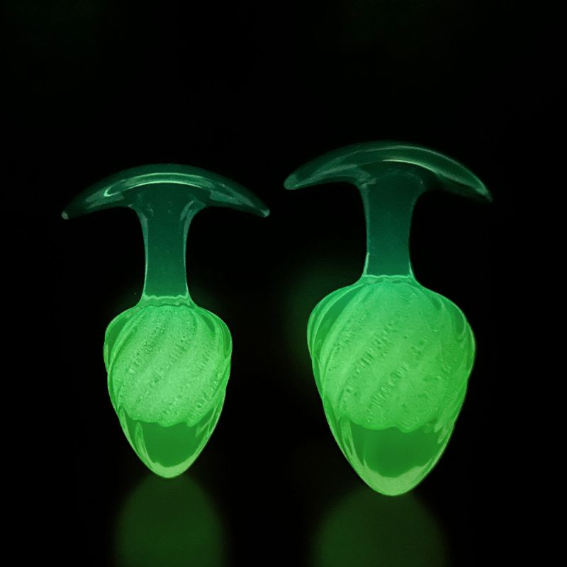 Люминесцентная анальная пробка UNIVIBE, силиконовая с шариком внутри, фиолетовая, 9.5 х 3.9 см вид 5