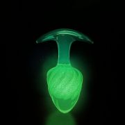 Люминесцентная анальная пробка UNIVIBE, силиконовая с шариком внутри, фиолетовая, 9.5 х 3.9 см