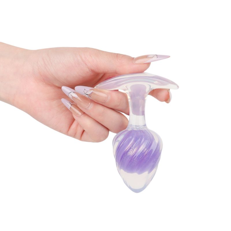 Люминесцентная анальная пробка UNIVIBE, силиконовая с шариком внутри, фиолетовая, 9.5 х 3.9 см вид 13