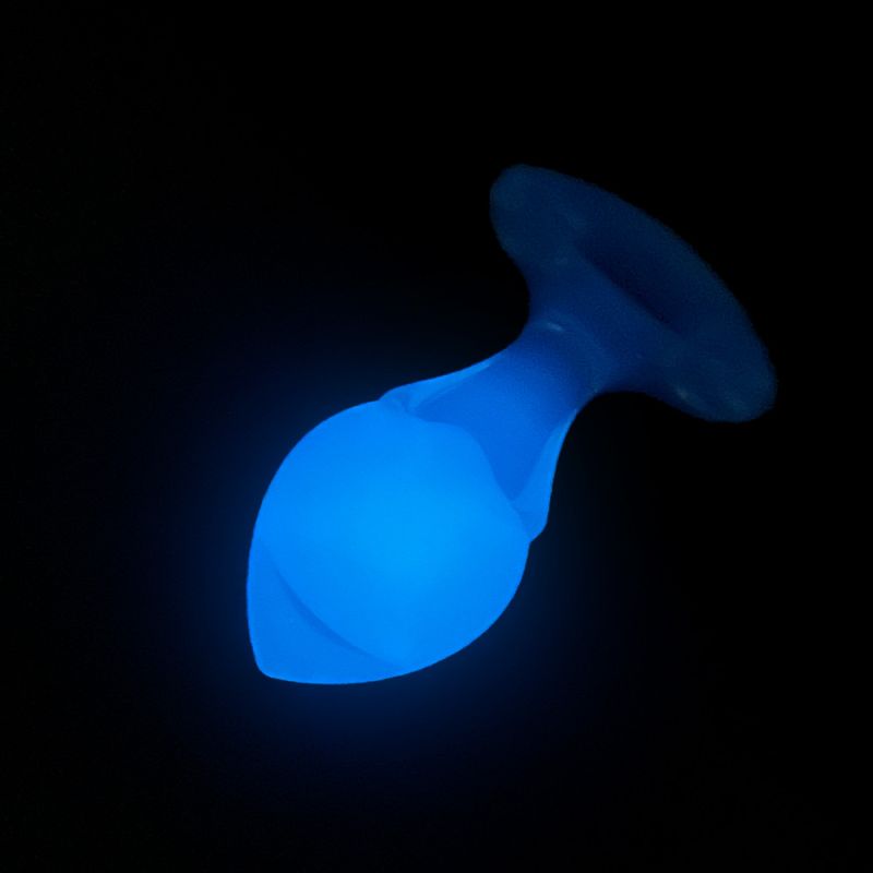 Люмінесцентна анальна пробка UNIVIBE, силіконова з кулькою всередині, блакитна, 9.6 х 4 см вид 3