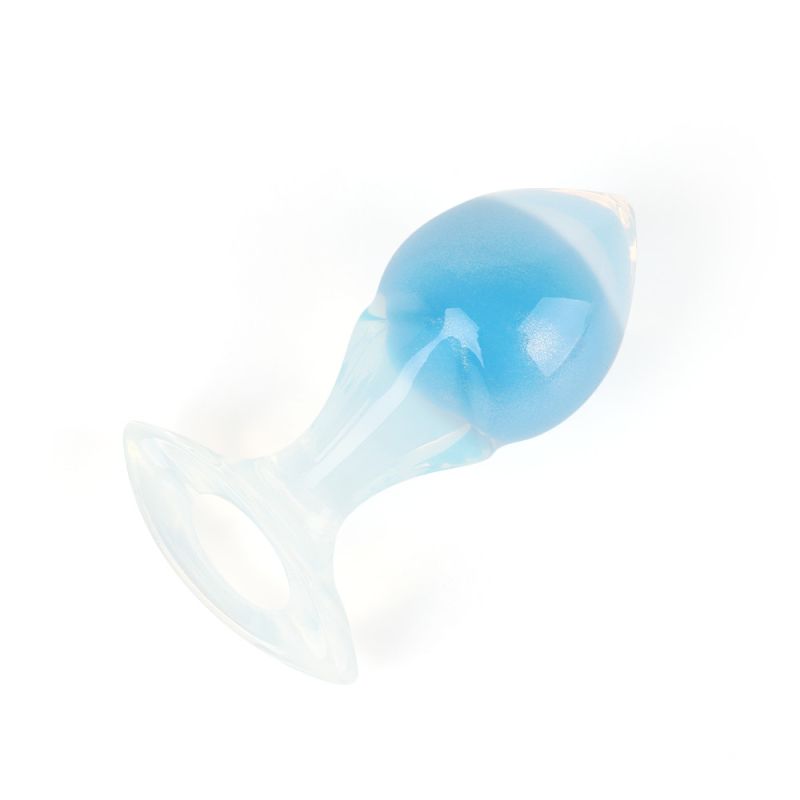 Люмінесцентна анальна пробка UNIVIBE, силіконова з кулькою всередині, блакитна, 9.6 х 4 см вид 15