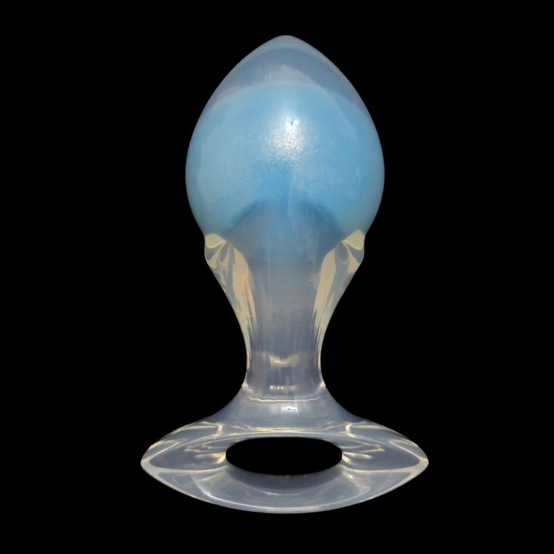 Люмінесцентна анальна пробка UNIVIBE, силіконова з кулькою всередині, блакитна, 9.6 х 4 см вид 9