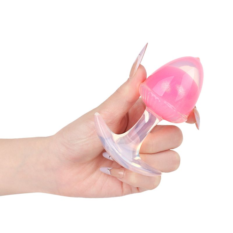 Люминесцентная анальная пробка UNIVIBE, силиконовая с шариком внутри, розовая, 9.4 х 4.2 см вид 15