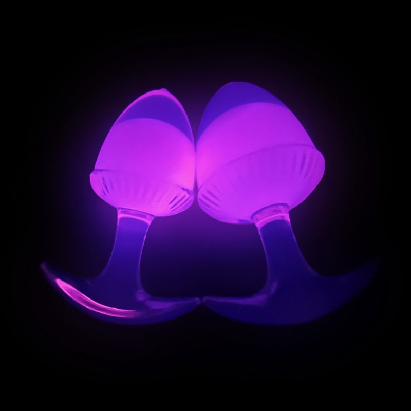 Люминесцентная анальная пробка UNIVIBE, силиконовая с шариком внутри, розовая, 9.4 х 4.2 см вид 7