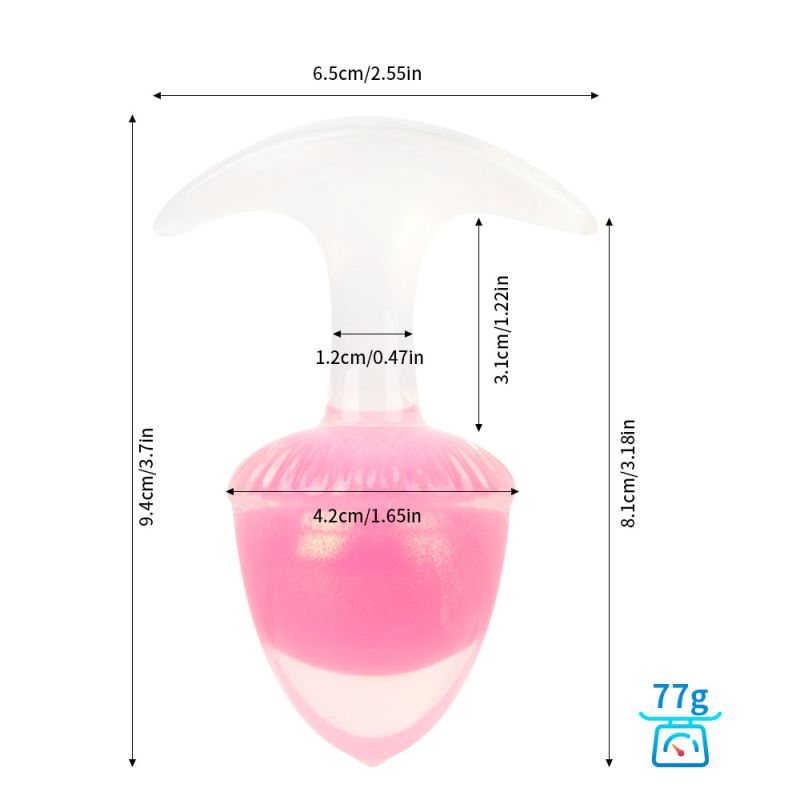 Люмінесцентна анальна пробка UNIVIBE, силіконова з кулькою всередині, рожева, 9.4 х 4.2 см вид 17