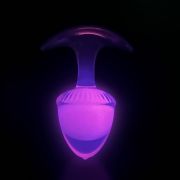 Люминесцентная анальная пробка UNIVIBE, силиконовая с шариком внутри, розовая, 9.4 х 4.2 см