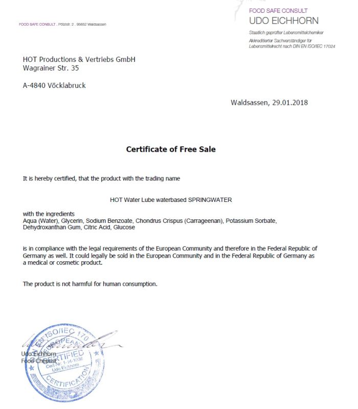 Лубрикант на водной основе HOT Nature Lube Springwater, 30 мл вид 5