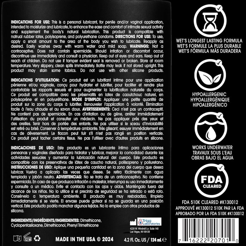 Лубрикант на силиконовой основе Wet Platinum Premium Lubricant, 124 мл вид 7