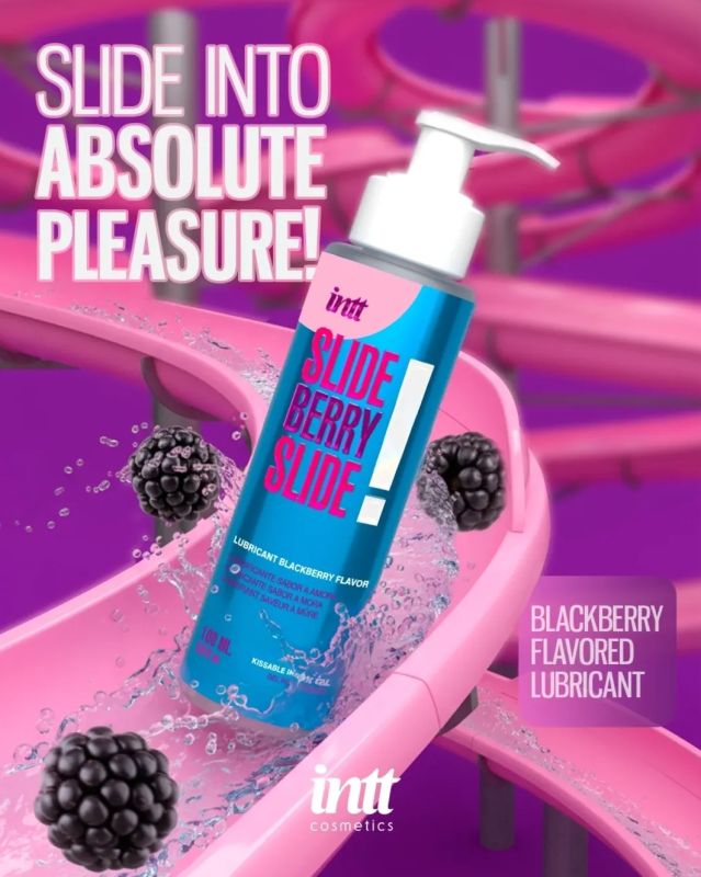 Съедобный лубрикант с ароматом ежевики Intt SLIDE BERRY SLIDE! на водной основе, 100 мл вид 4