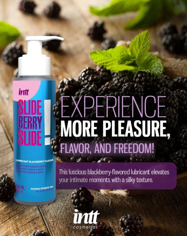 Съедобный лубрикант с ароматом ежевики Intt SLIDE BERRY SLIDE! на водной основе, 100 мл вид 3