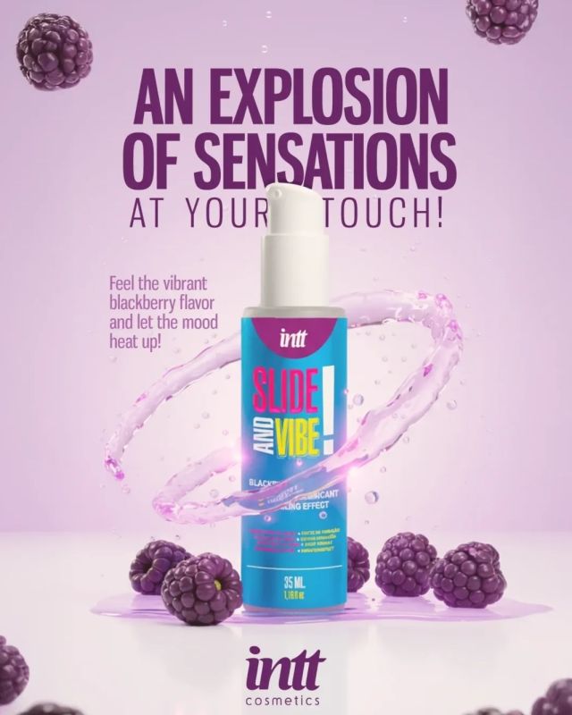 Съедобный лубрикант Intt SLIDE AND VIBE! с ароматом ежевики, 35 мл вид 3