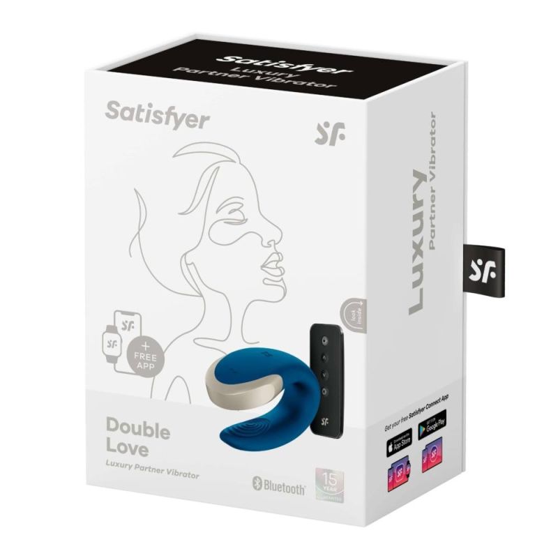 Люксовий Smart вібратор для пар Satisfyer Double Love Luxury, синій вид 7