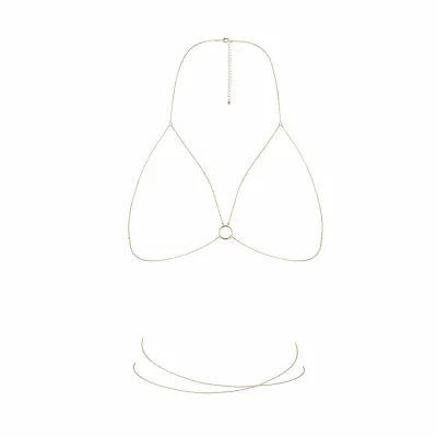 Ланцюжок портупея Bijoux Indiscrets Magnifique Bra Chain - Gold, прикраса на тіло