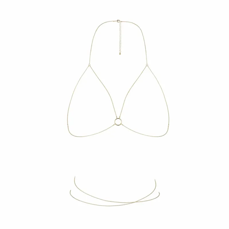 Ланцюжок портупея Bijoux Indiscrets Magnifique Bra Chain - Gold, прикраса на тіло вид 2