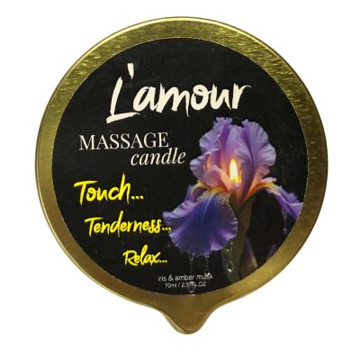 Масажна свічка L'amour Iris Amber Milk золота, 70 мл