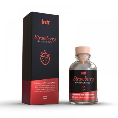 Съедобный массажный гель для интимных зон Intt Strawberry со вкусом и ароматом клубники, 30 мл
