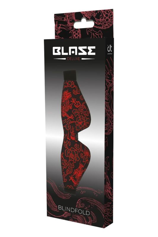 Маска на глаза черная Dream Тoys Blaze Deluxe Blindfold с красным узором в виде вышивки вид 8