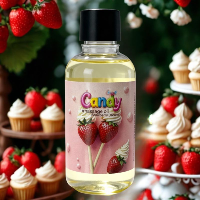 Масло массажное Candy с ароматом Клубники со сливками, 50 мл вид 9
