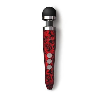 Массажер-микрофон Doxy Die Cast 3R Wand Vibrator Rose Pattern, красный, с розами