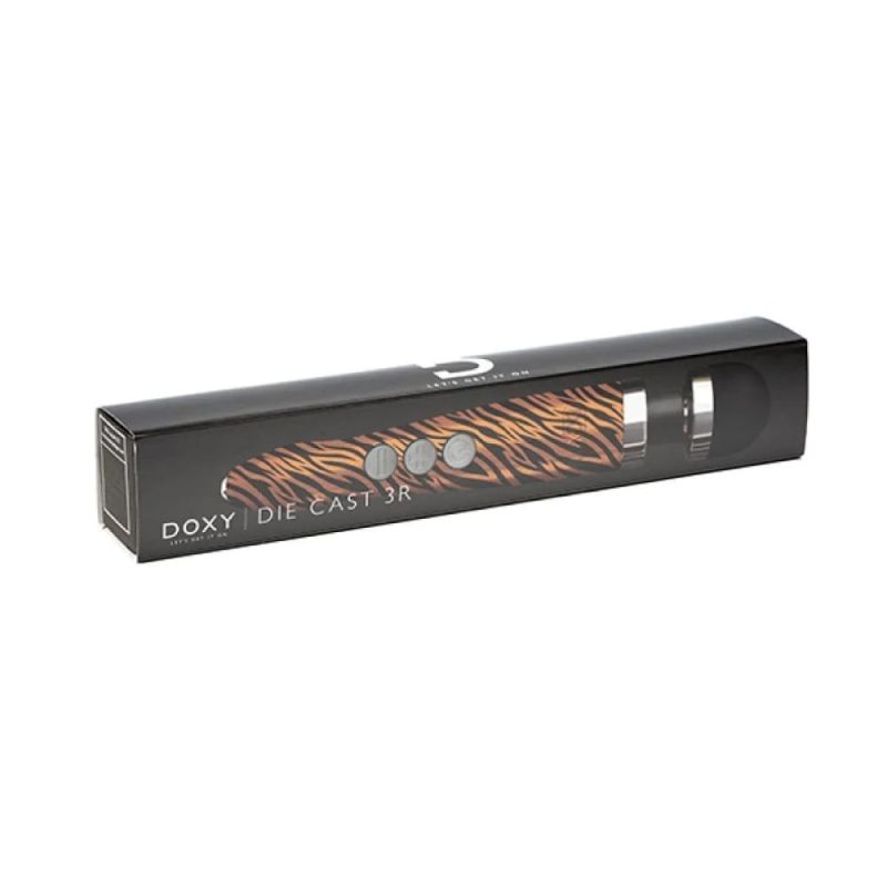 Масажер-мікрофон Doxy Die Cast 3R Wand Vibrator Tiger, тигровий вид 5