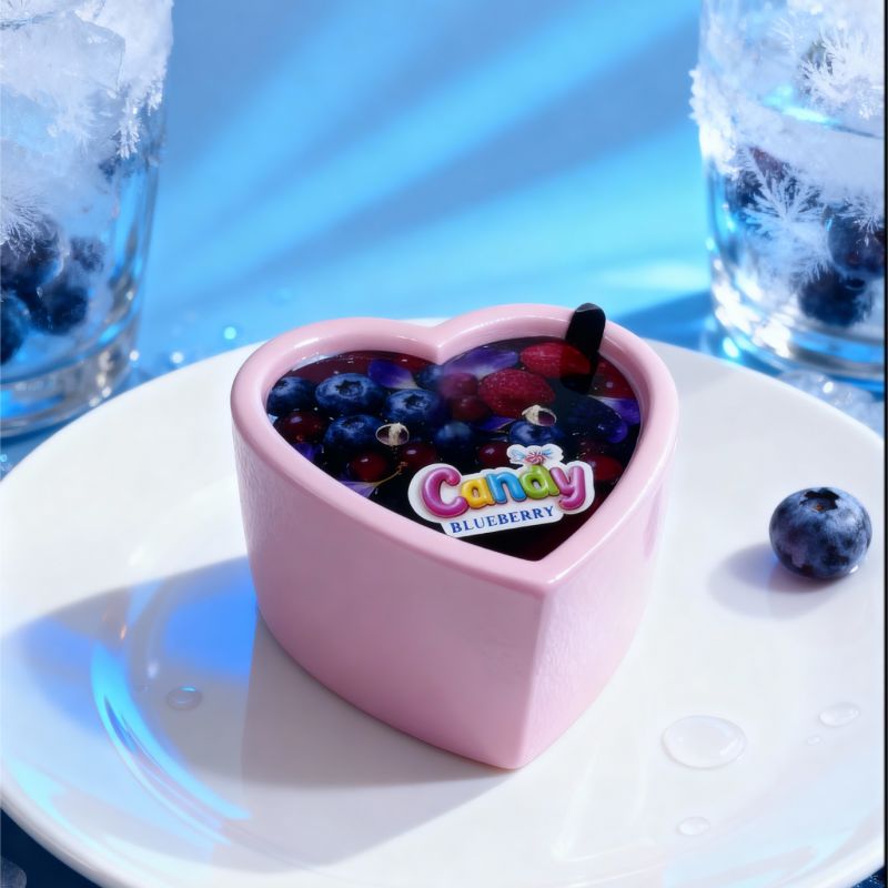 Масажна свічка з ароматом чорниці Candy Blueberry у формі серця, 70 мл вид 11