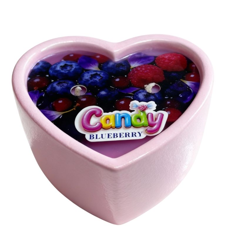 Масажна свічка з ароматом чорниці Candy Blueberry у формі серця, 70 мл вид 2