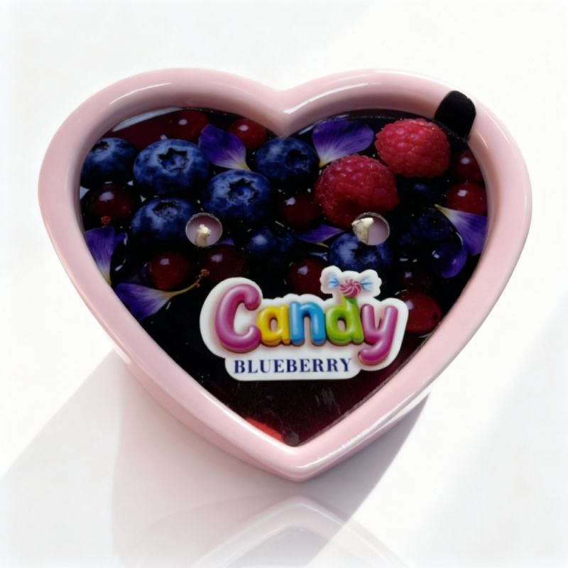 Масажна свічка з ароматом чорниці Candy Blueberry у формі серця, 70 мл вид 12