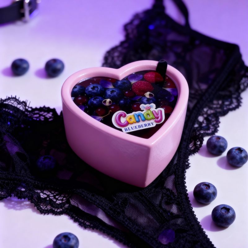 Масажна свічка з ароматом чорниці Candy Blueberry у формі серця, 70 мл вид 3