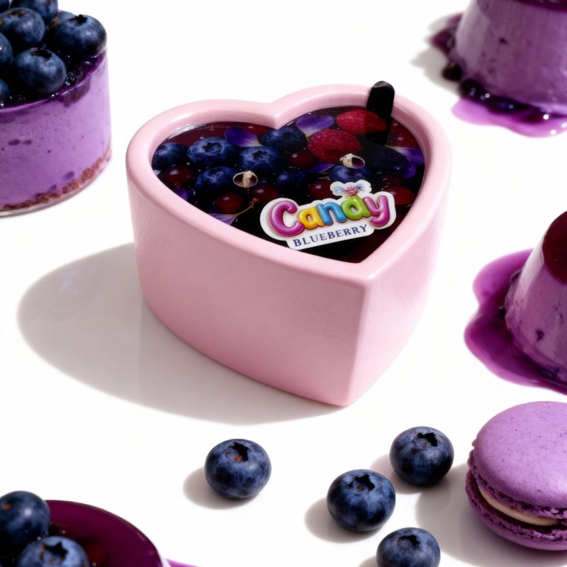 Масажна свічка з ароматом чорниці Candy Blueberry у формі серця, 70 мл вид 6