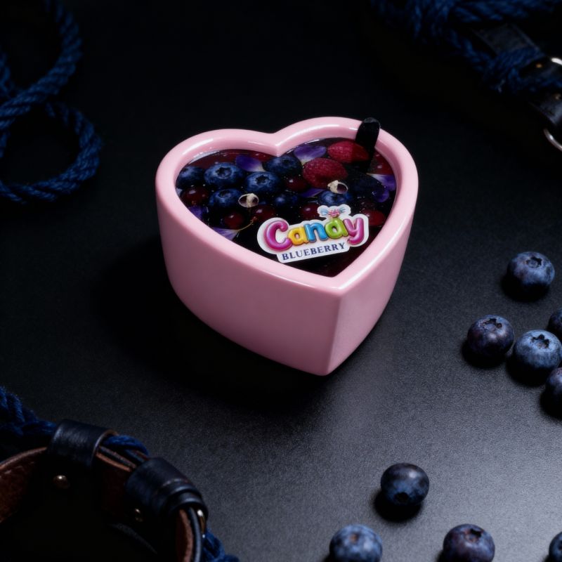 Масажна свічка з ароматом чорниці Candy Blueberry у формі серця, 70 мл вид 7