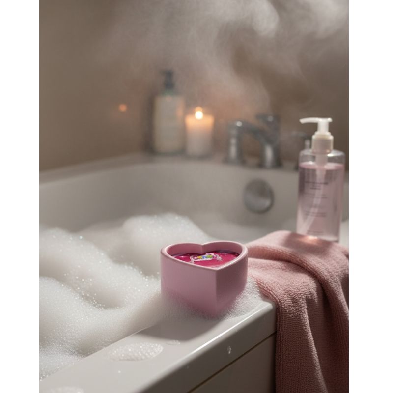 Массажная свеча с ароматом жвачки Candy Bubble Gum в форме сердца, 70 мл вид 22