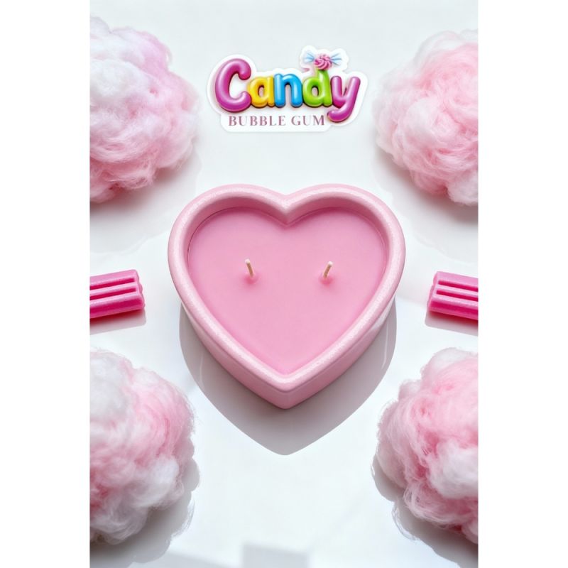 Массажная свеча с ароматом жвачки Candy Bubble Gum в форме сердца, 70 мл вид 6