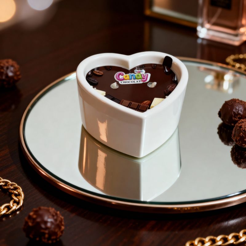 Массажная свеча с ароматом шоколада Candy Chocolate в форме сердца, 70 мл вид 15