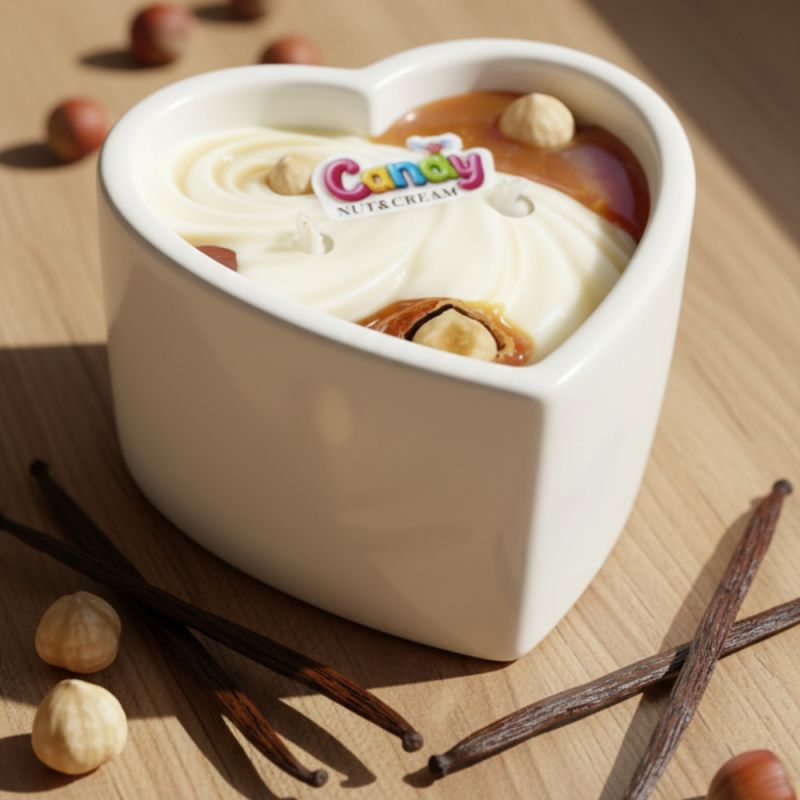 Масажна свічка з ароматом горіхового крему Candy Nut Cream у формі серця, 70 мл вид 7