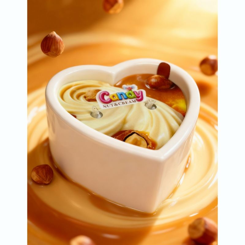 Масажна свічка з ароматом горіхового крему Candy Nut Cream у формі серця, 70 мл вид 17