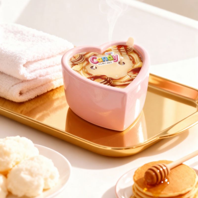 Массажная свеча с ароматом панкейка Candy Pancake в форме сердца, 70 мл вид 8