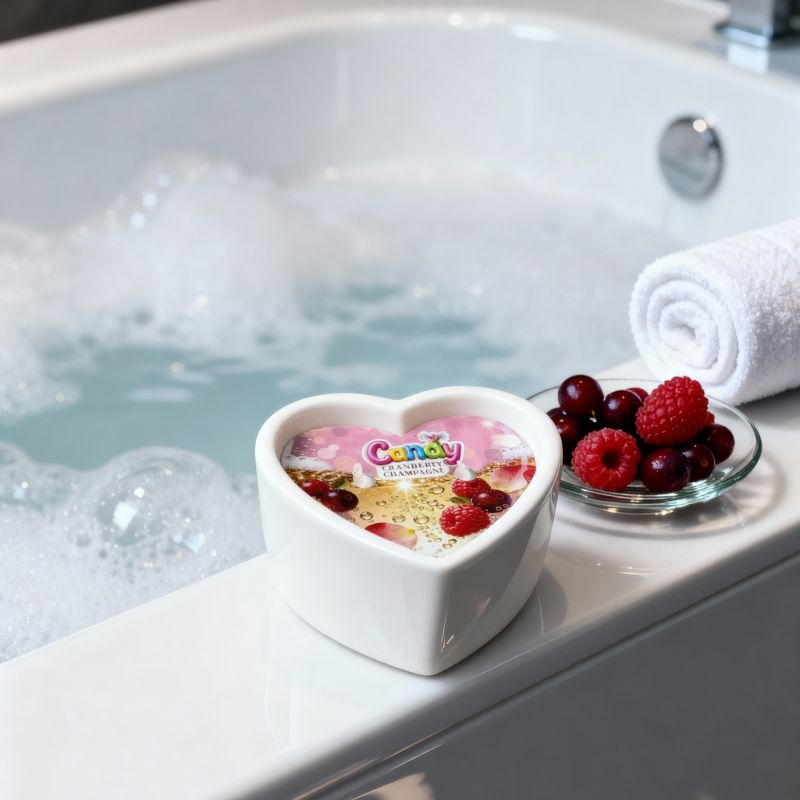 Масажна свічка з ароматом шампанського з журавлиною Candy Cranberry Champagne у формі серця, 70 мл вид 5