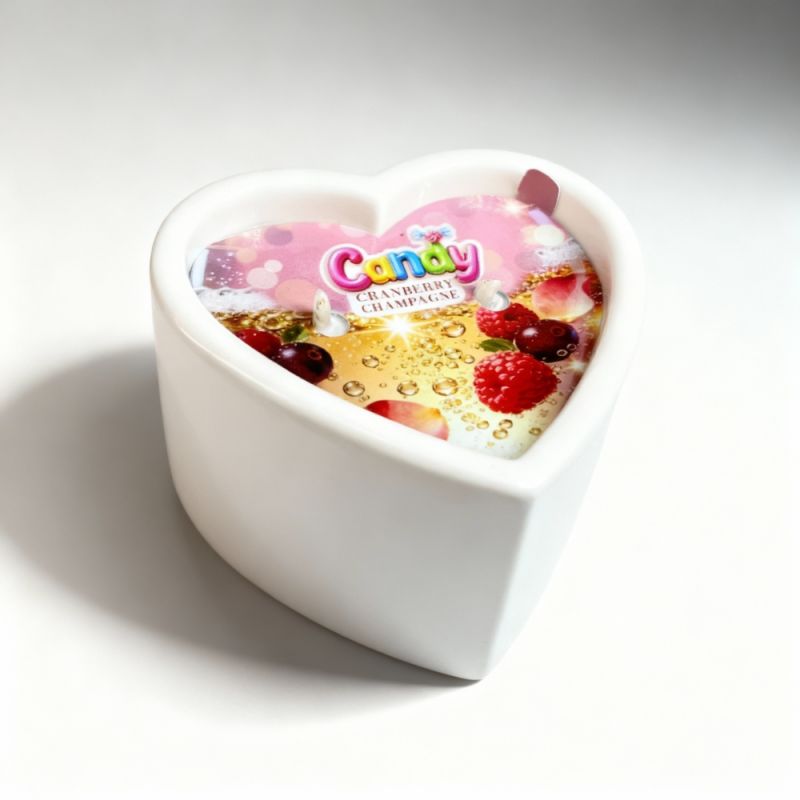 Масажна свічка з ароматом шампанського з журавлиною Candy Cranberry Champagne у формі серця, 70 мл вид 6