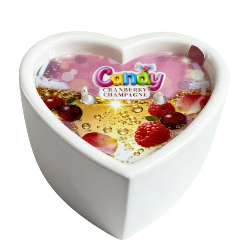 Масажна свічка з ароматом шампанського з журавлиною Candy Cranberry Champagne у формі серця, 70 мл вид 2