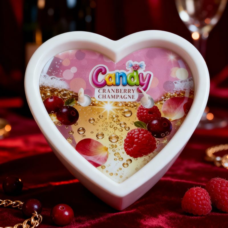 Массажная свеча с ароматом шампанского с клюквой Candy Cranberry Champagne в форме сердца, 70 мл вид 3
