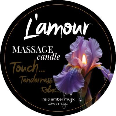 Массажная свеча L'amour Iris and Amber Musk с ароматом ириса и янтарного мускуса, 30 мл