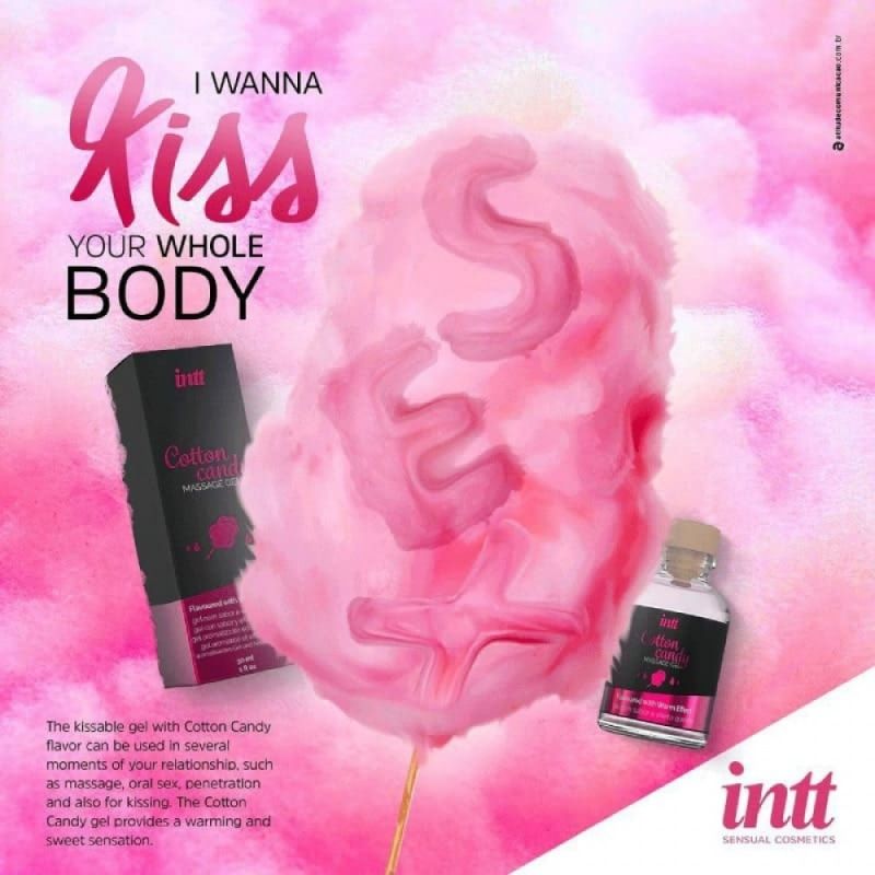 Їстівний масажний гель для інтимних зон Intt Cotton Candy зі смаком солодка вата, 30 мл вид 5