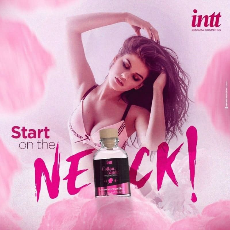 Їстівний масажний гель для інтимних зон Intt Cotton Candy зі смаком солодка вата, 30 мл вид 7