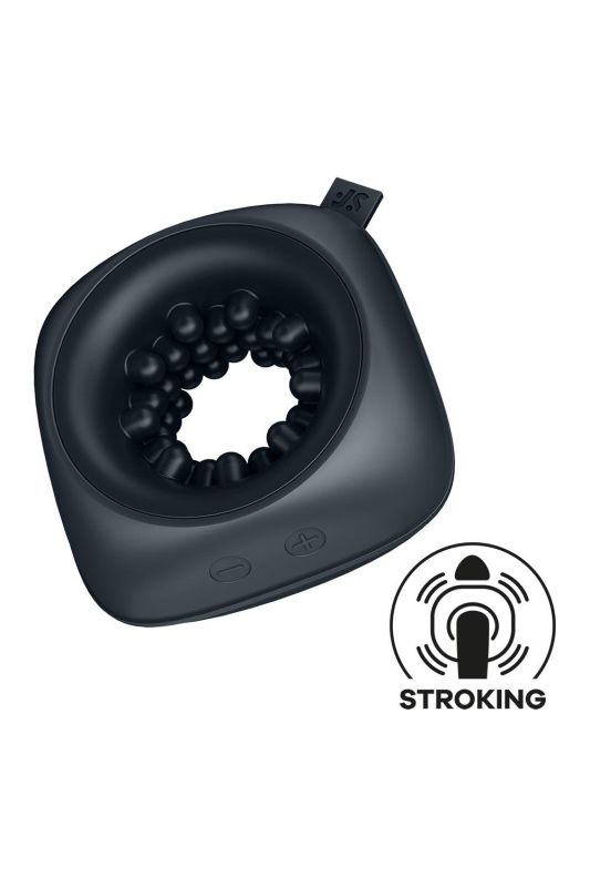 Мастурбатор-кільце з рельєфом Satisfyer Ring Stroker та вібрацією, чорний вид 2