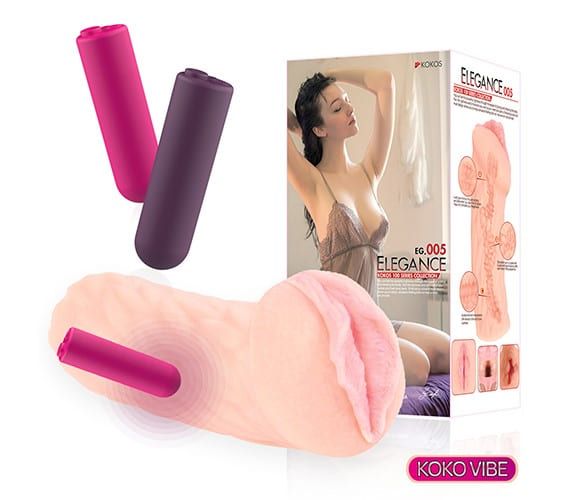 Мастурбатор реалистичный с вибрацией Kokos Elegance 005, киберкожа, 16.5 х 6.2 см вид 3