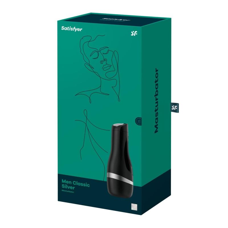 Мастурбатор Satisfyer Men Classic, чорний із сріблястою смужкою вид 10