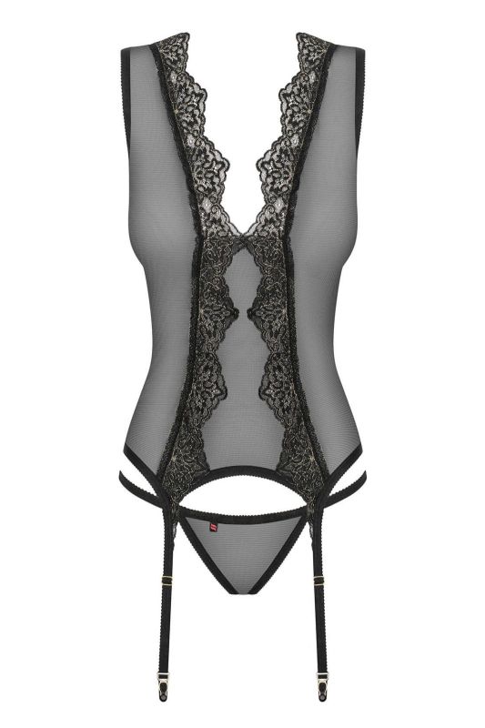 Комплект Obsessive Meshlove корсет та стрінги S/M вид 2