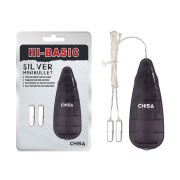 Мини-вибропули серебристые CHISA Hi-Basic Mini Twins Bullet с чёрным проводным пультом