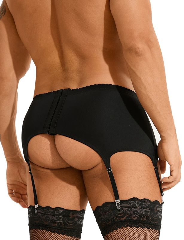 Мужской кружевной пояс с подвязками Star Night черный, M вид 6